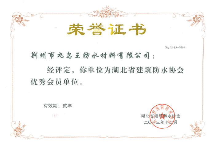 湖北省建筑防水協會優(yōu)秀會員單位